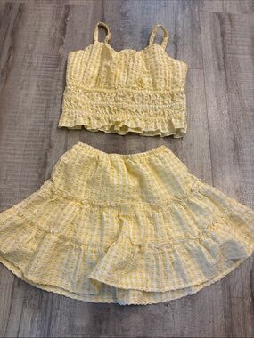 Art Class Yellow Gingham 2 Piece Skirt Outfit S 6/7